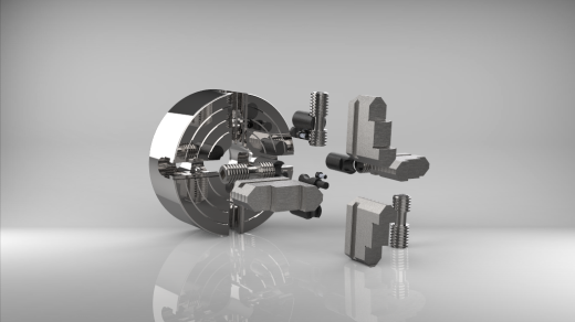 车床夹头四爪卡盘3D数模 Lathe Chuck缩略图