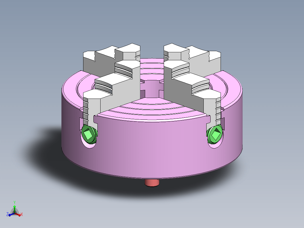 车床夹头四爪卡盘3D数模 Lathe Chuck