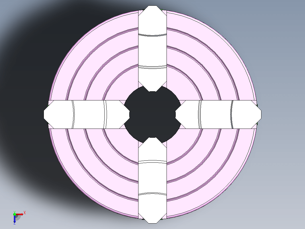 车床夹头四爪卡盘3D数模 Lathe Chuck