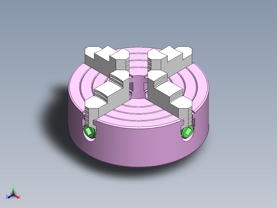 车床夹头四爪卡盘3D数模 Lathe Chuck