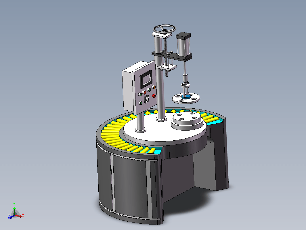 瓶盖自动压缩锁紧机三维模型设计