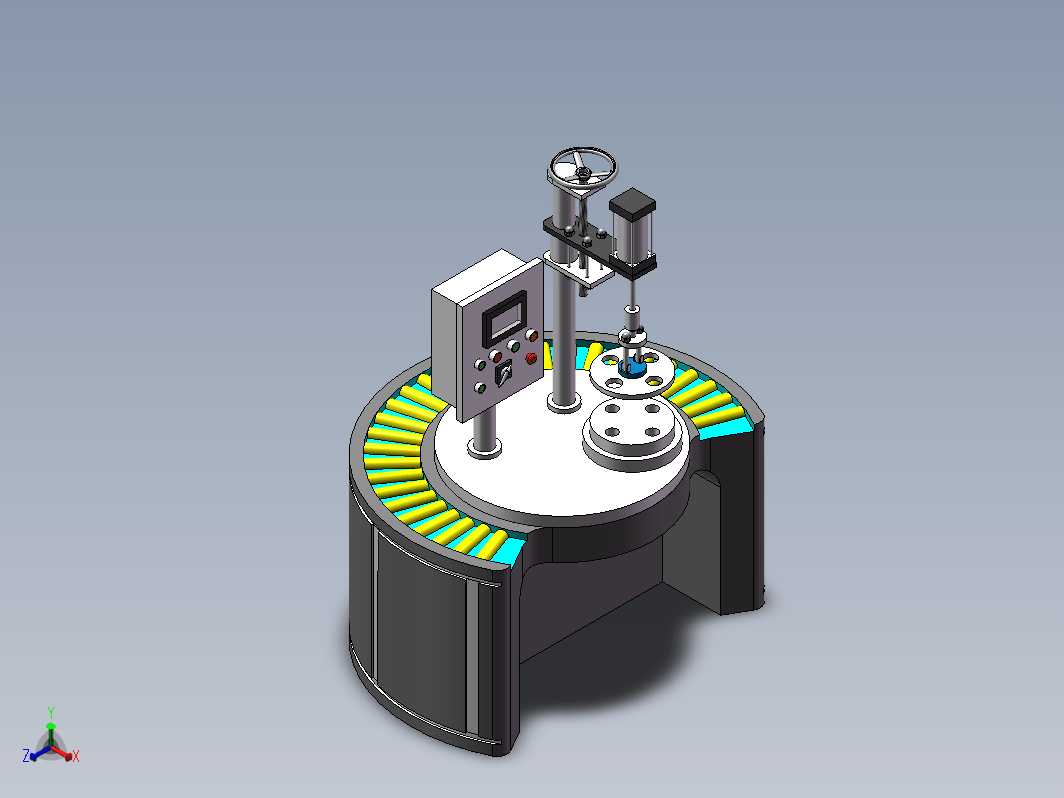 瓶盖自动压缩锁紧机三维模型设计