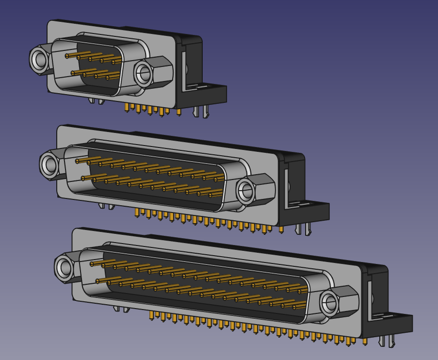 DB-9,25,37 公直角连接器