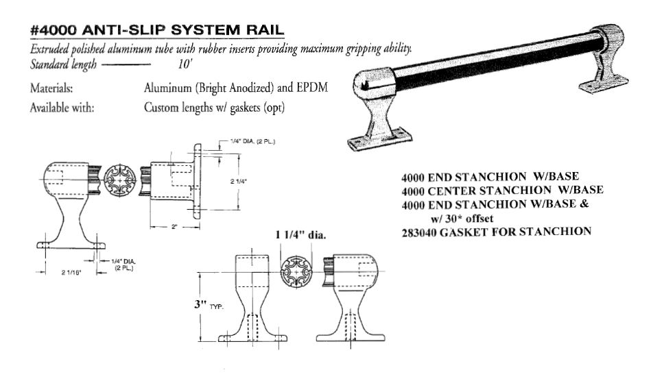 抓轨 4000-RAIL-6 - 防滑 - 6 英尺，适用于消防车、救援车和服务卡车