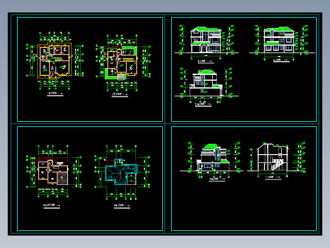 二层新农村别墅全套CAD图纸