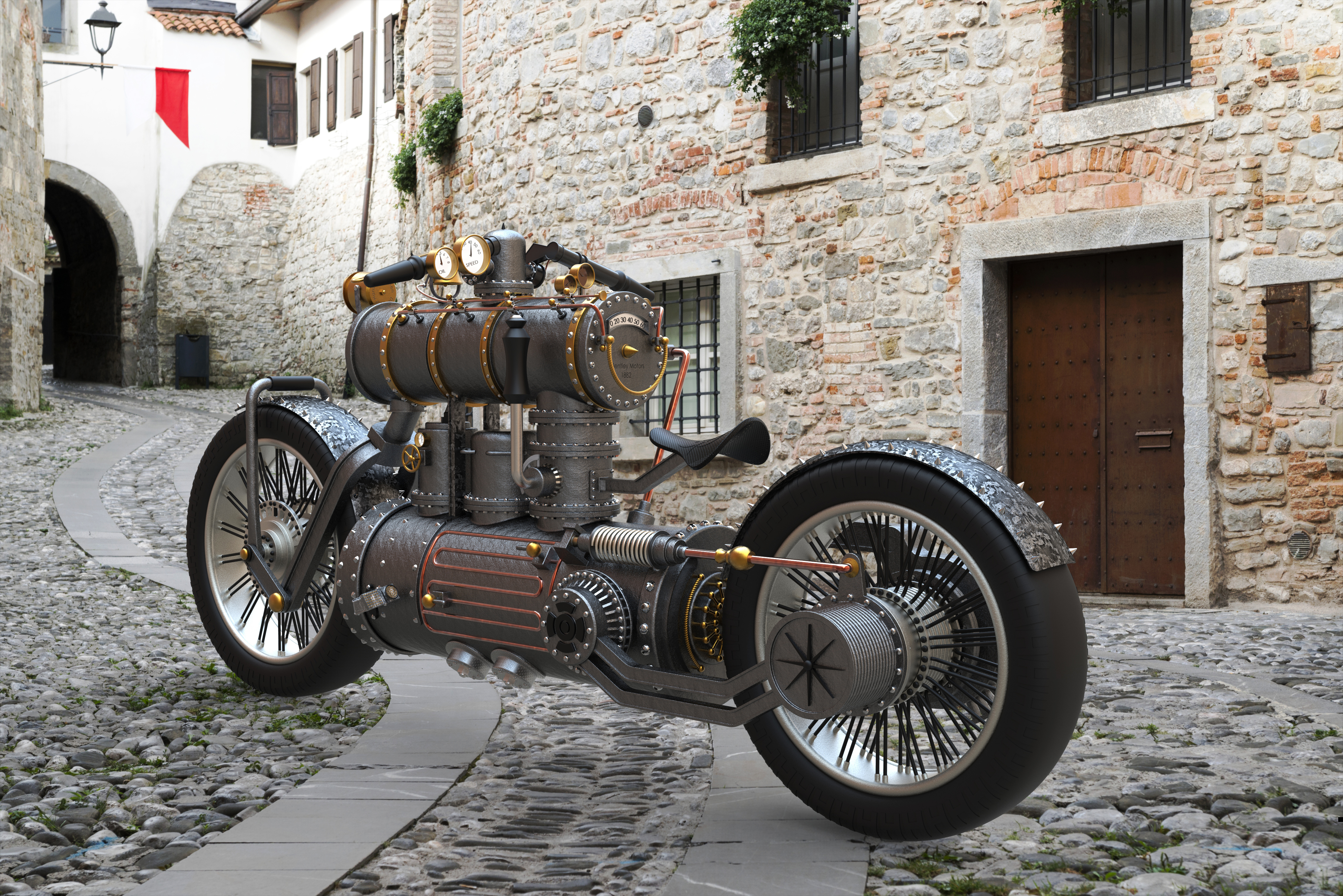 Steampunk摩托车模型