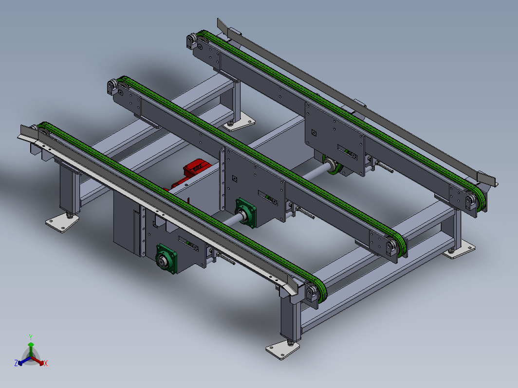 三列链条输送线输送机3D图纸sw模型