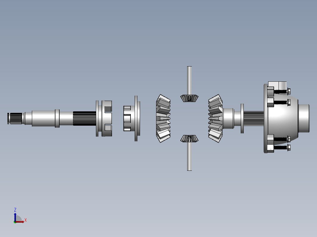 差速齿轮简易模型爆炸图