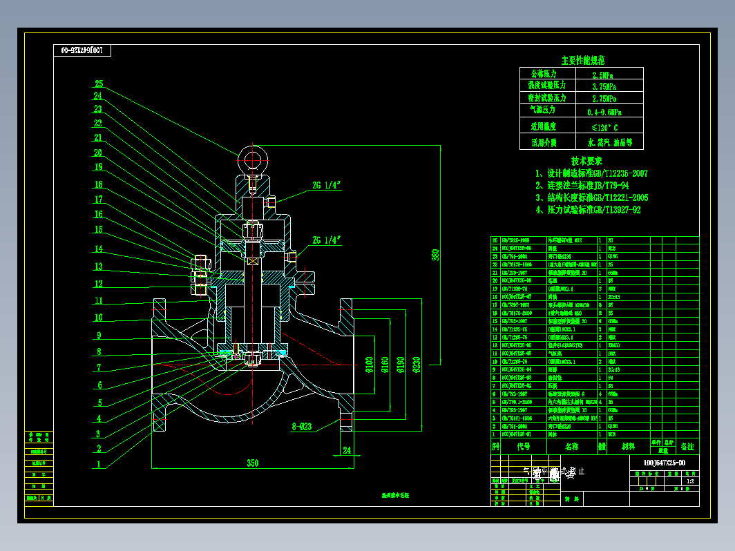 DN100气动截止阀