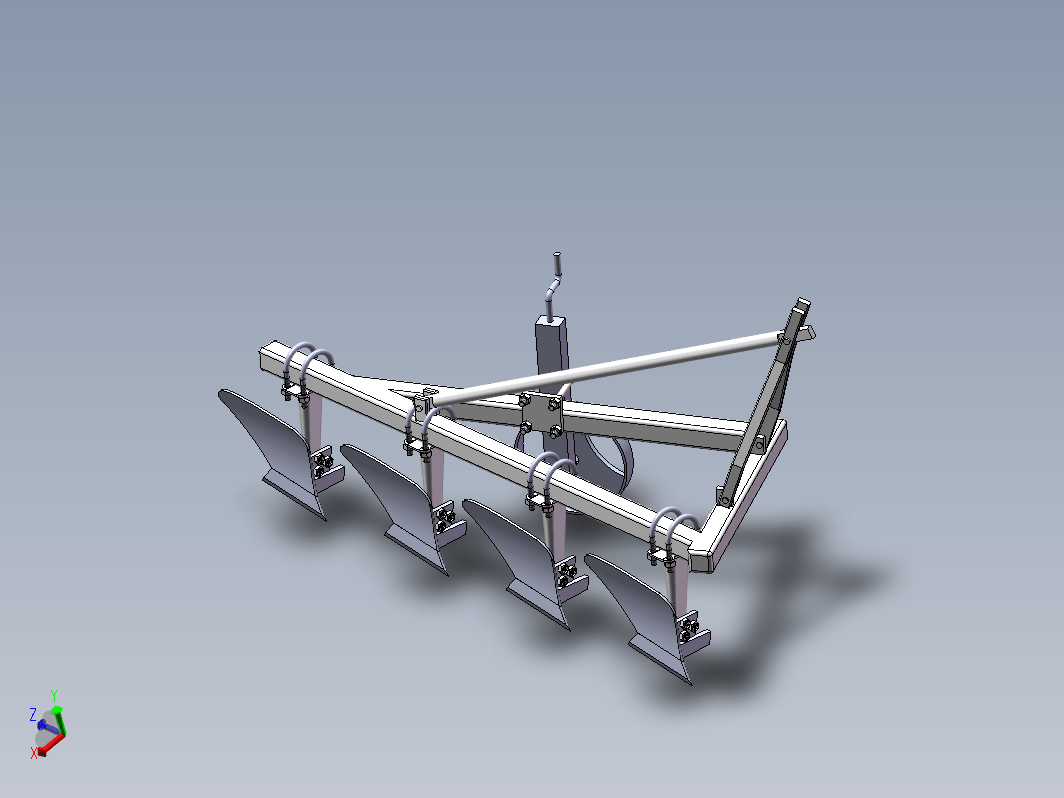 悬挂四铧犁三维SW2014 