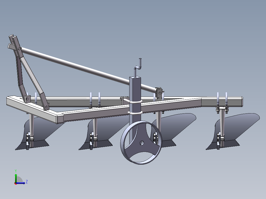 悬挂四铧犁三维SW2014 