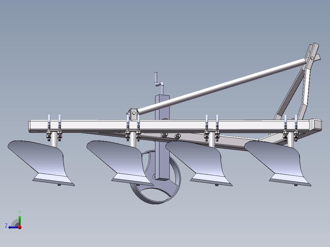 悬挂四铧犁三维SW2014 