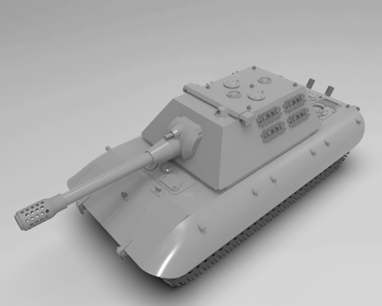 E-100重型坦克歼击车造型3D图纸 RHINO设计