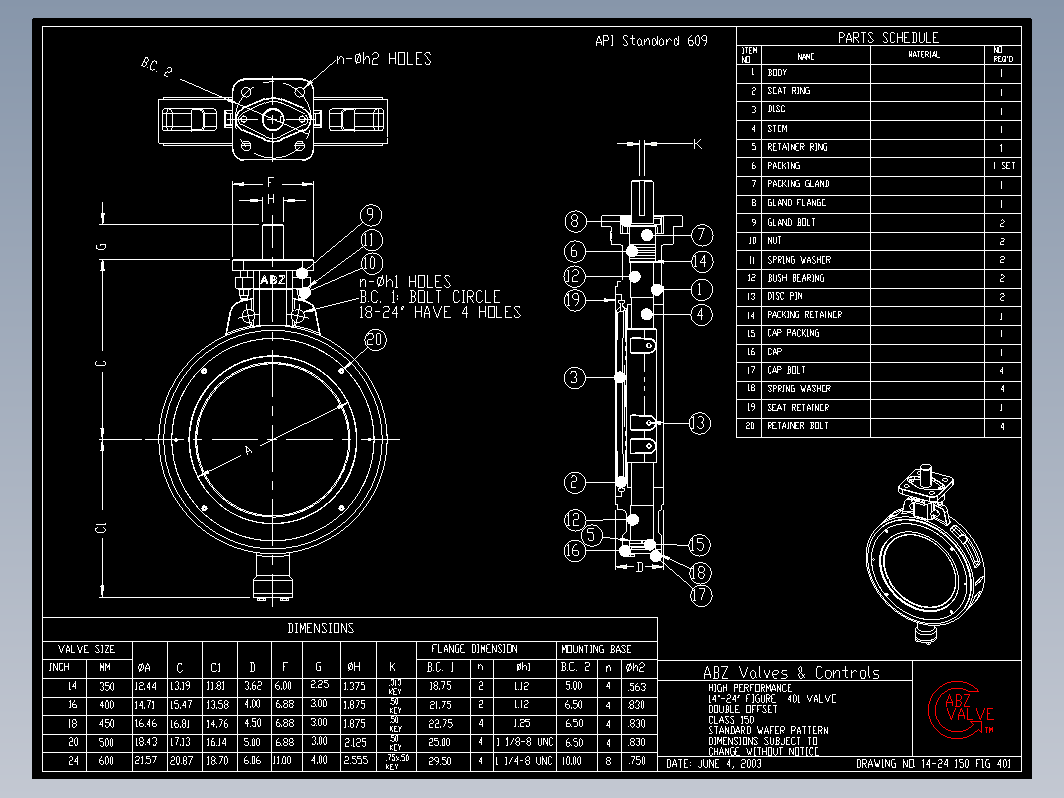 蝶阀 14-24 150 FIG 401