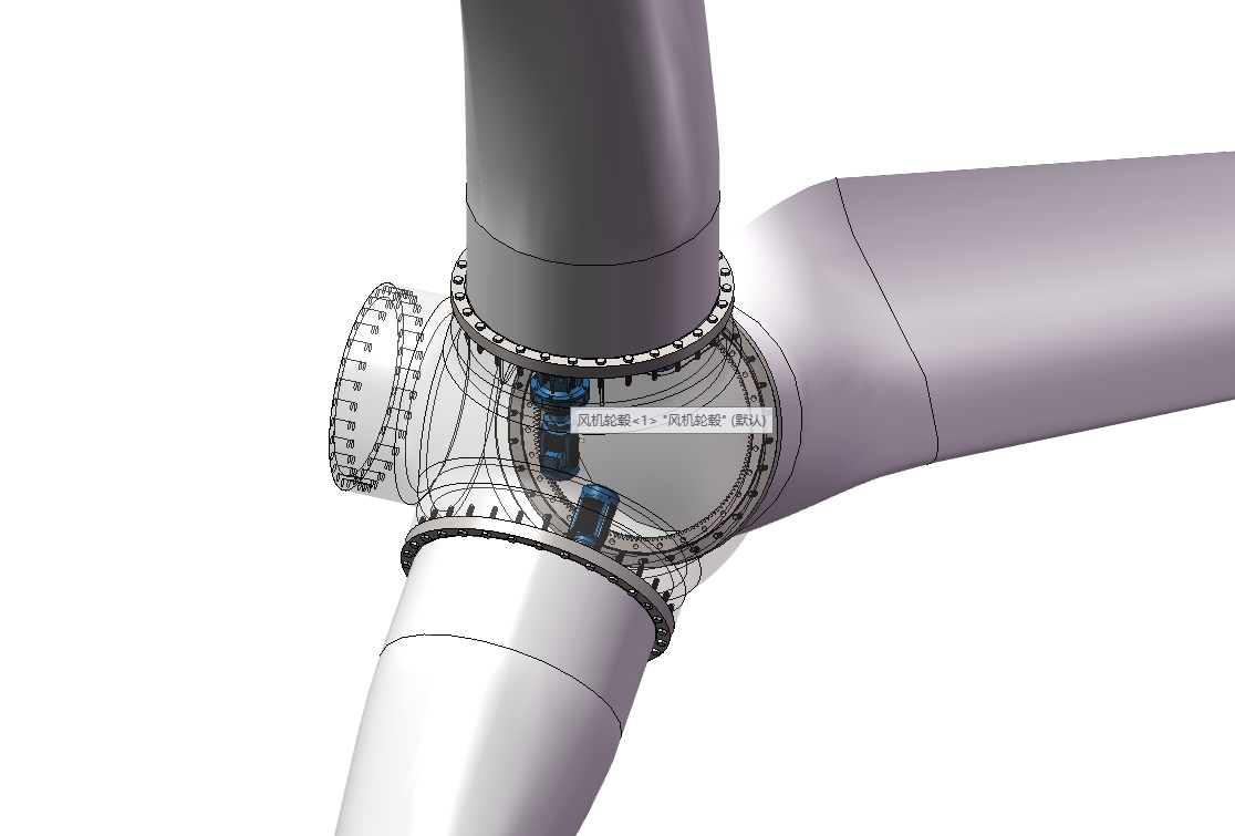 风电机组变桨机构风电桨叶三维SW2016带参