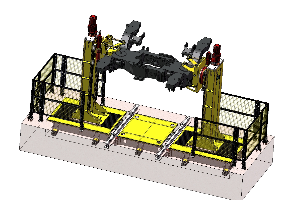 地铁车辆检修设备-构架翻转机三维SW2016带参
