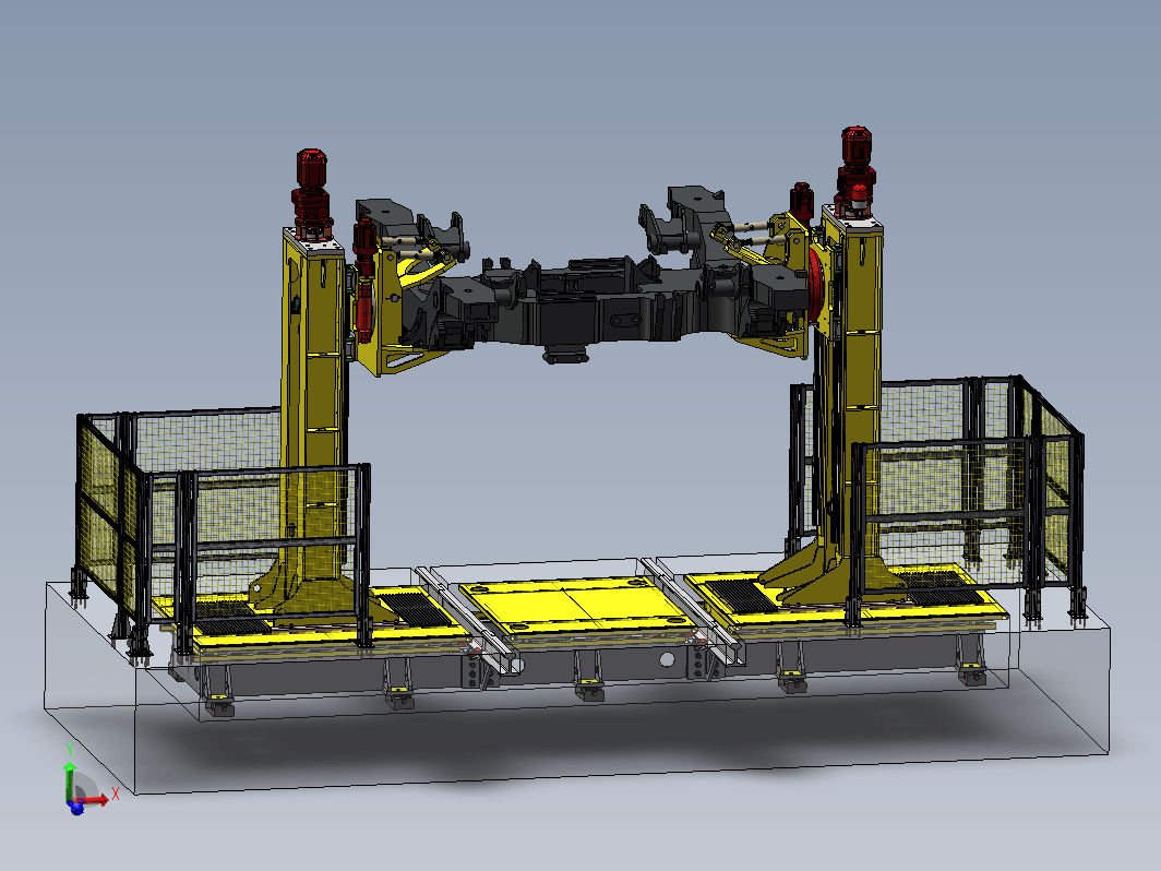 地铁车辆检修设备-构架翻转机三维SW2016带参