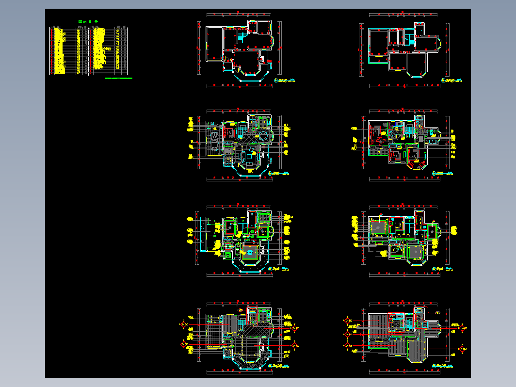 两层别墅施工图附效果图CAD图纸