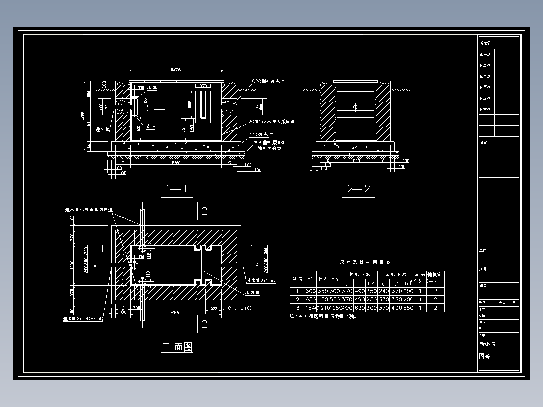 隔油池标准图集，共3张图纸