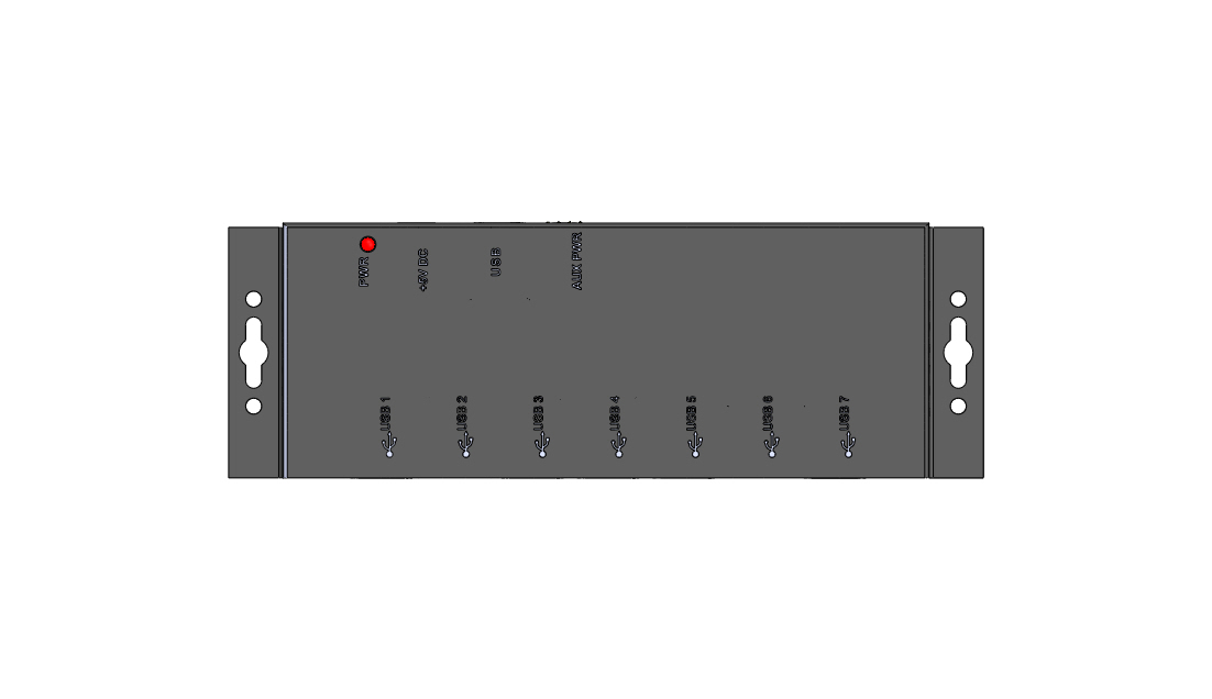 7 个端口的工业 USB 集线器具有坚固的金属外壳