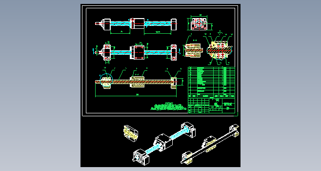 滚珠丝杆前后轴承座径向平移装置设计二维图CAD