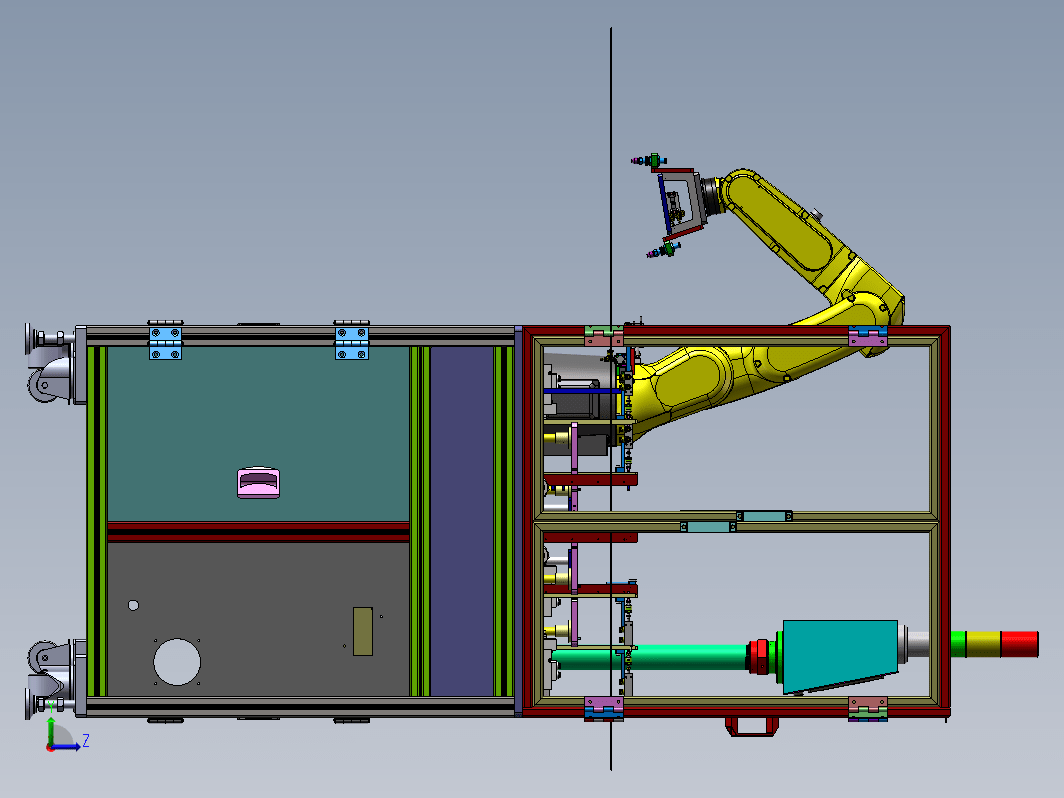 量产模具自动上下料+BOM，左右两自动料仓六轴机械手自动搬运模组