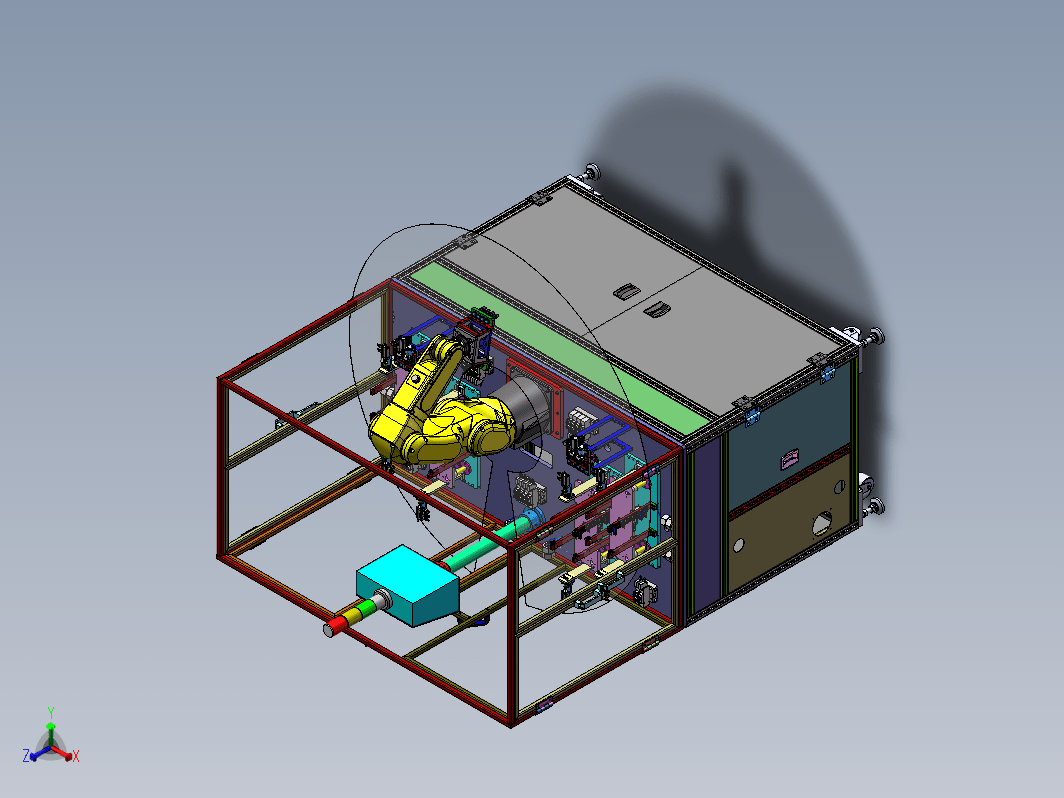 量产模具自动上下料+BOM，左右两自动料仓六轴机械手自动搬运模组