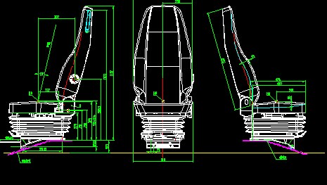 气囊减震座椅总成CAD图纸