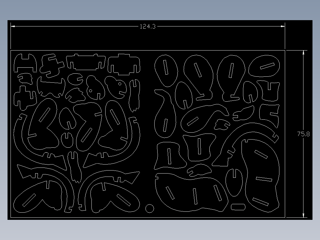 生肖兔子激光切割立体拼图图纸 cad dxf格式