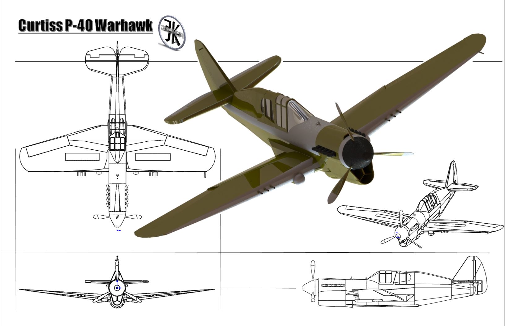 P-38闪电战斗机模型3D