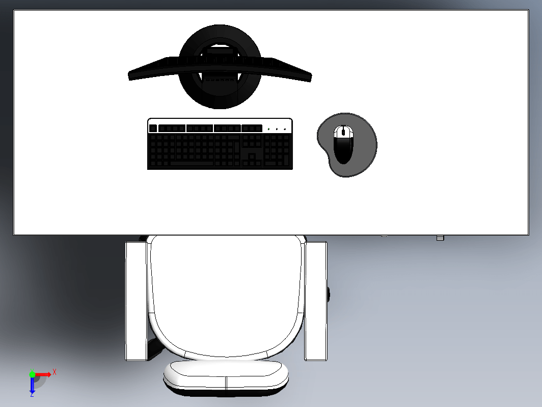 电脑桌椅电脑鼠标模型