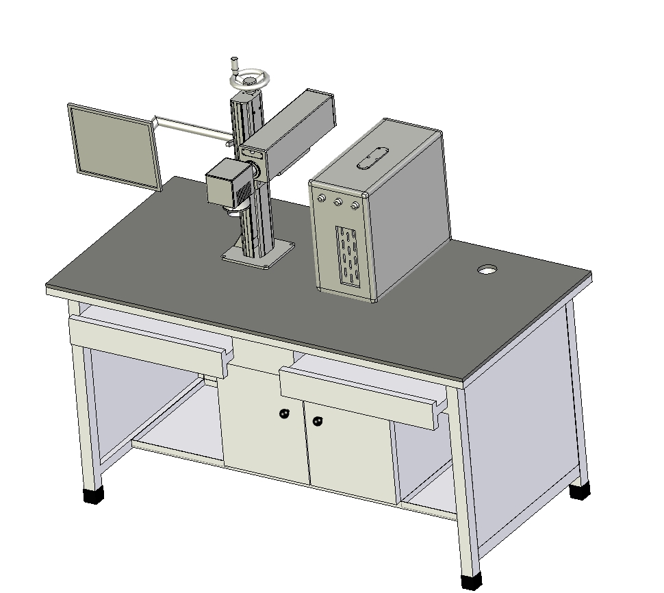 激光打码工作台模型设计图三维Step无参