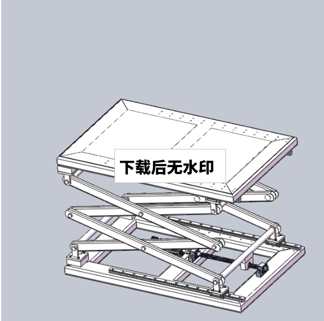 丝杠驱动剪叉升降平台三维SW2015带参+CAD+说明书