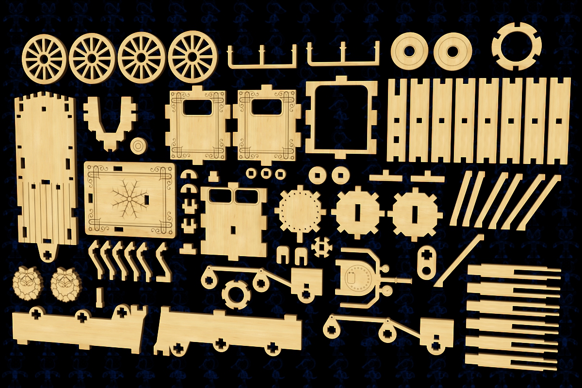 木制火车拼装激光切割模型