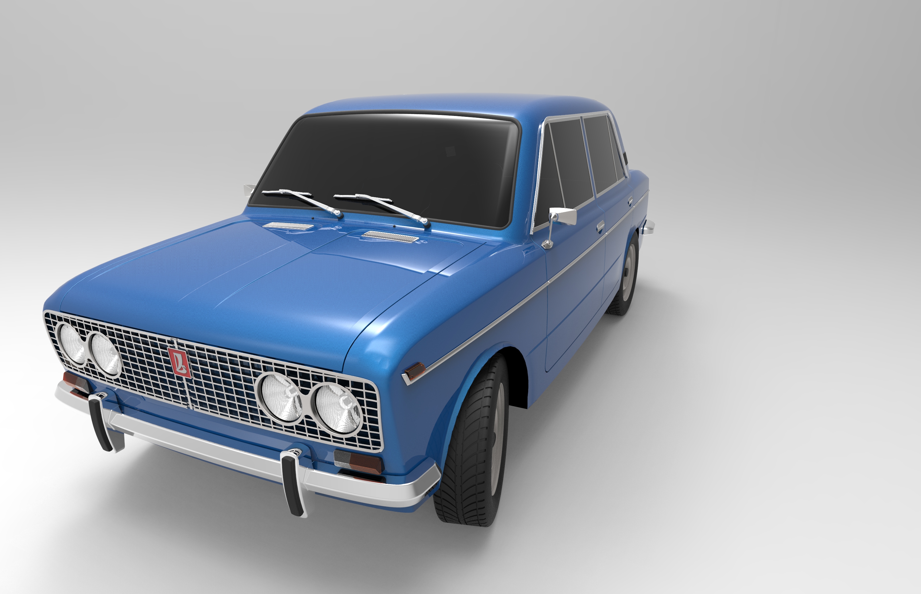 VAZ 2103轿车外形建模3D图纸 solidworks设计 附STEP格式