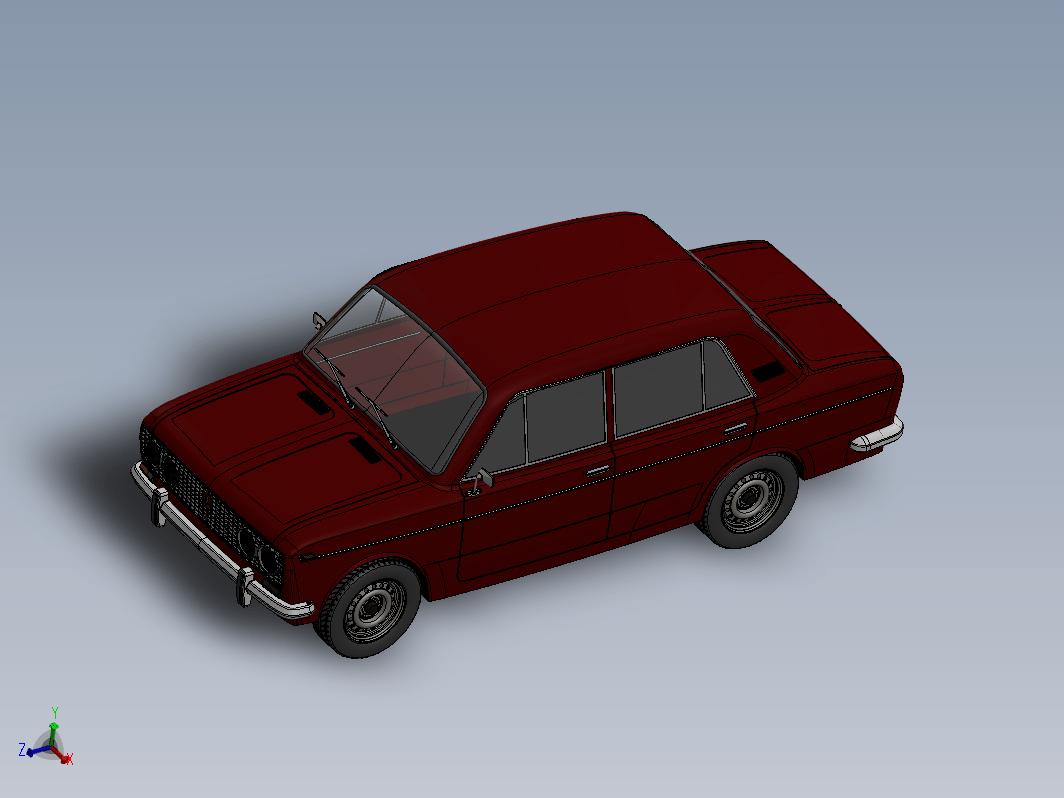 VAZ 2103轿车外形建模3D图纸 solidworks设计 附STEP格式