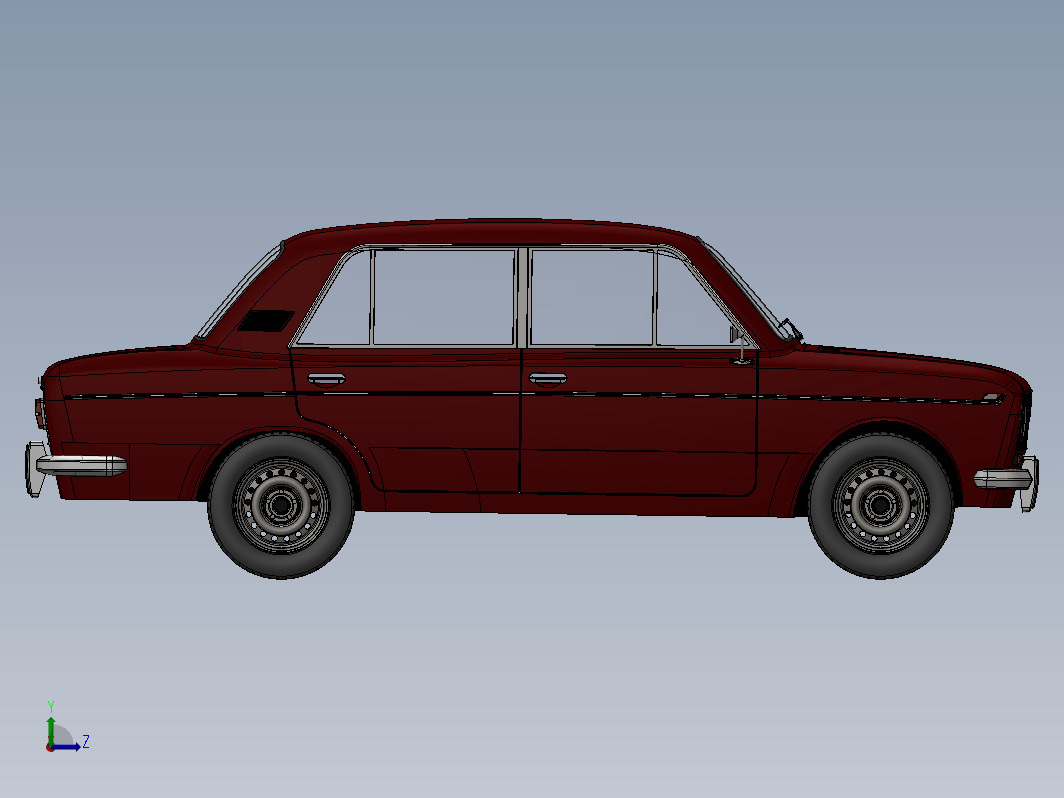 VAZ 2103轿车外形建模3D图纸 solidworks设计 附STEP格式