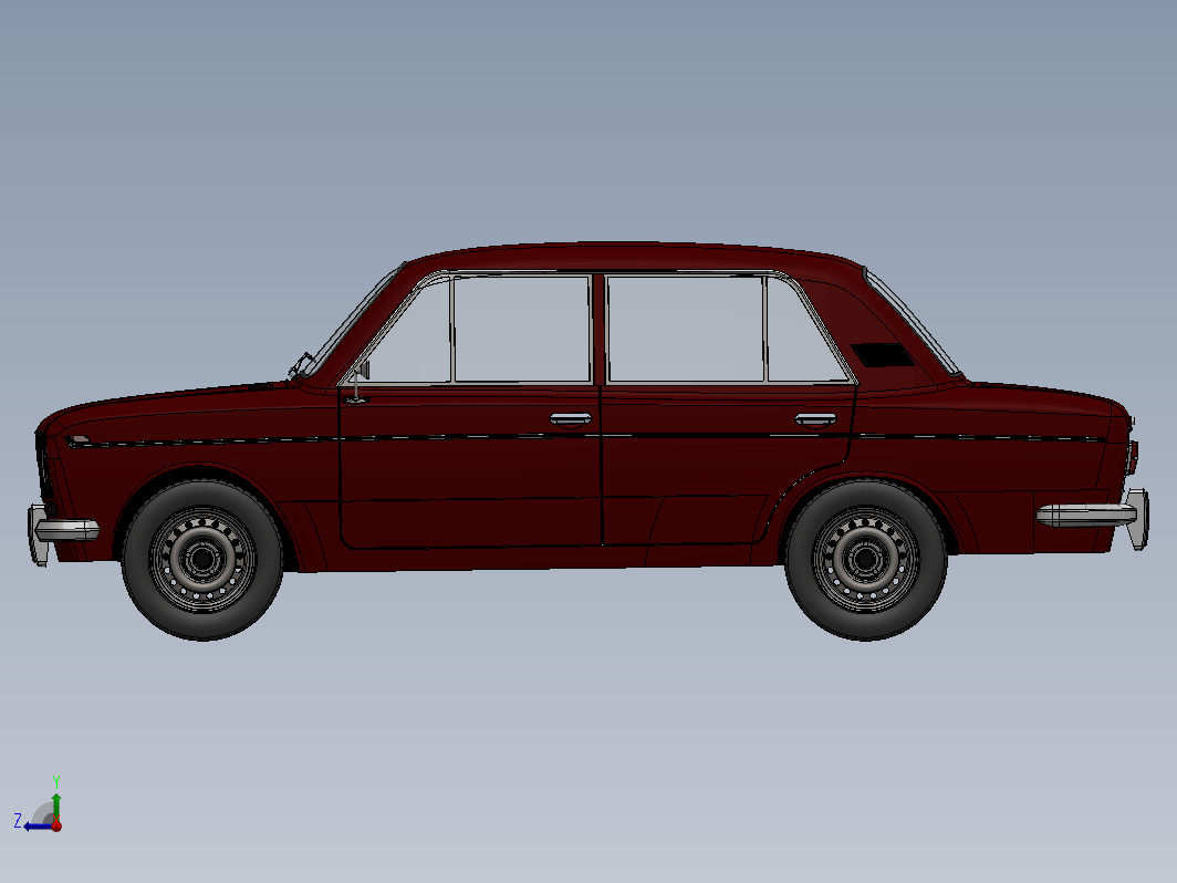 VAZ 2103轿车外形建模3D图纸 solidworks设计 附STEP格式