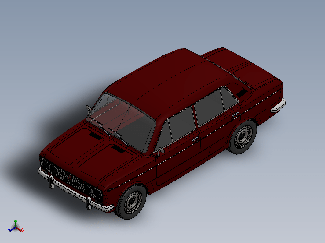 VAZ 2103轿车外形建模3D图纸 solidworks设计 附STEP格式