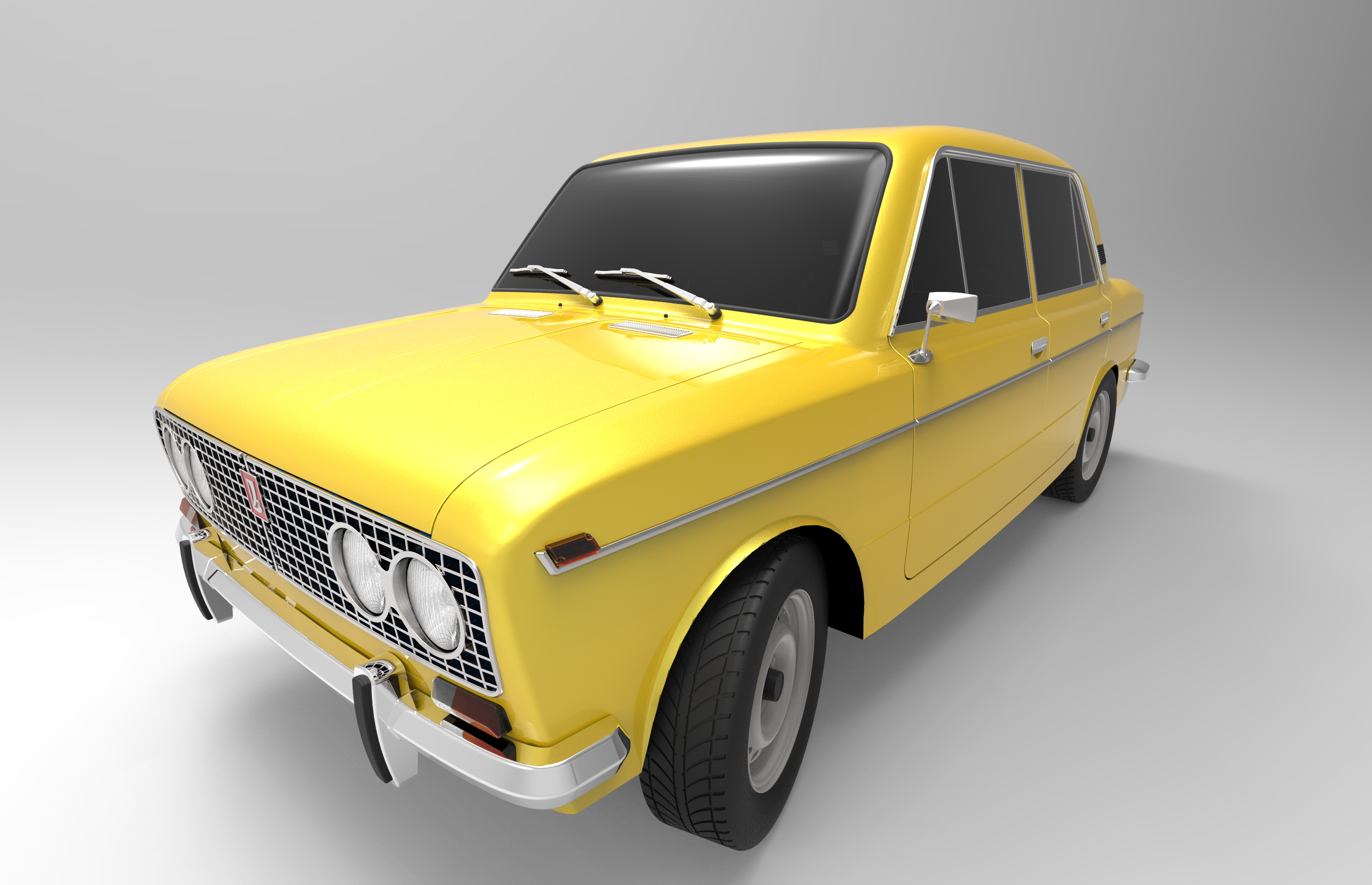 VAZ 2103轿车外形建模3D图纸 solidworks设计 附STEP格式