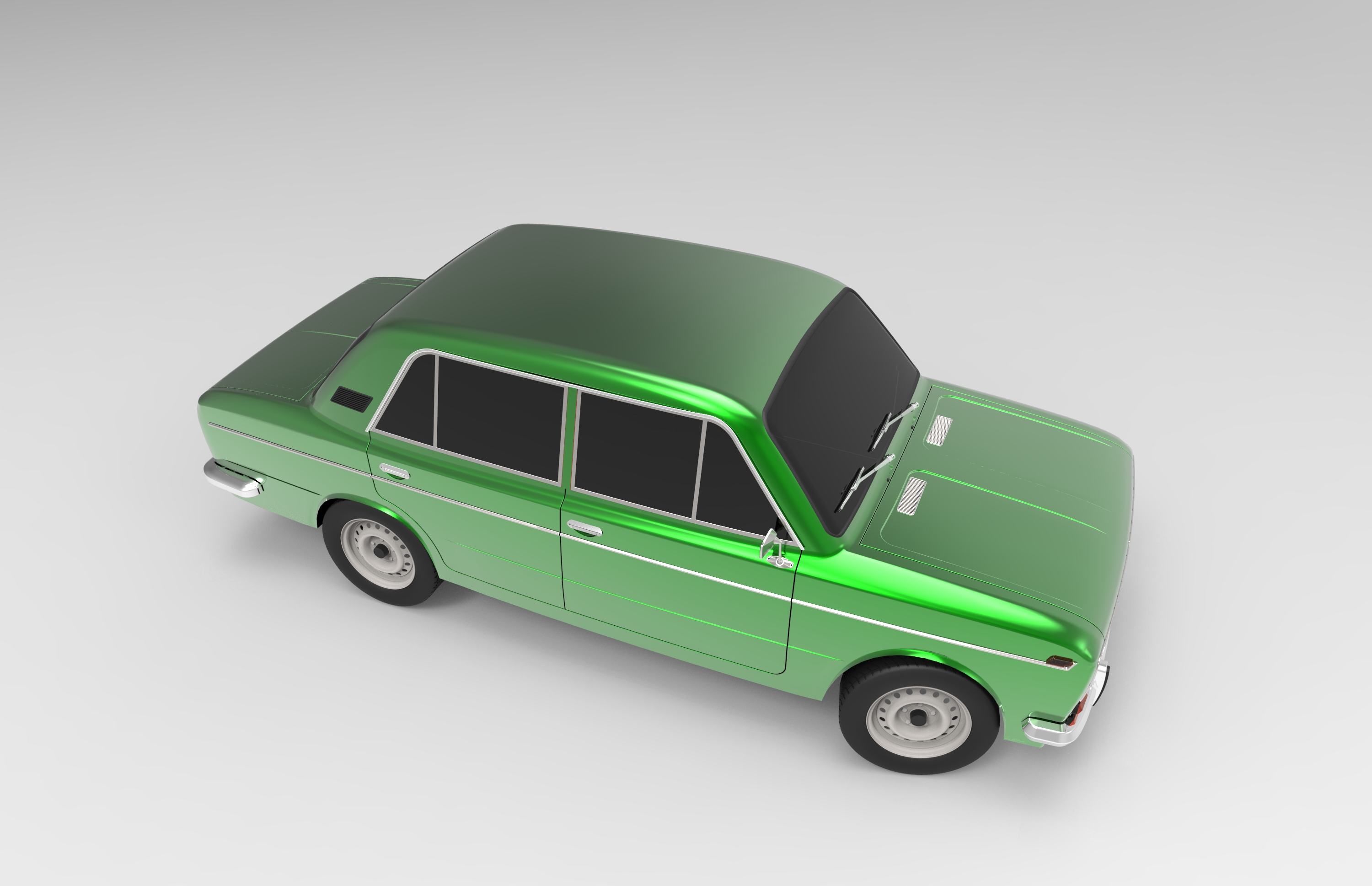 VAZ 2103轿车外形建模3D图纸 solidworks设计 附STEP格式