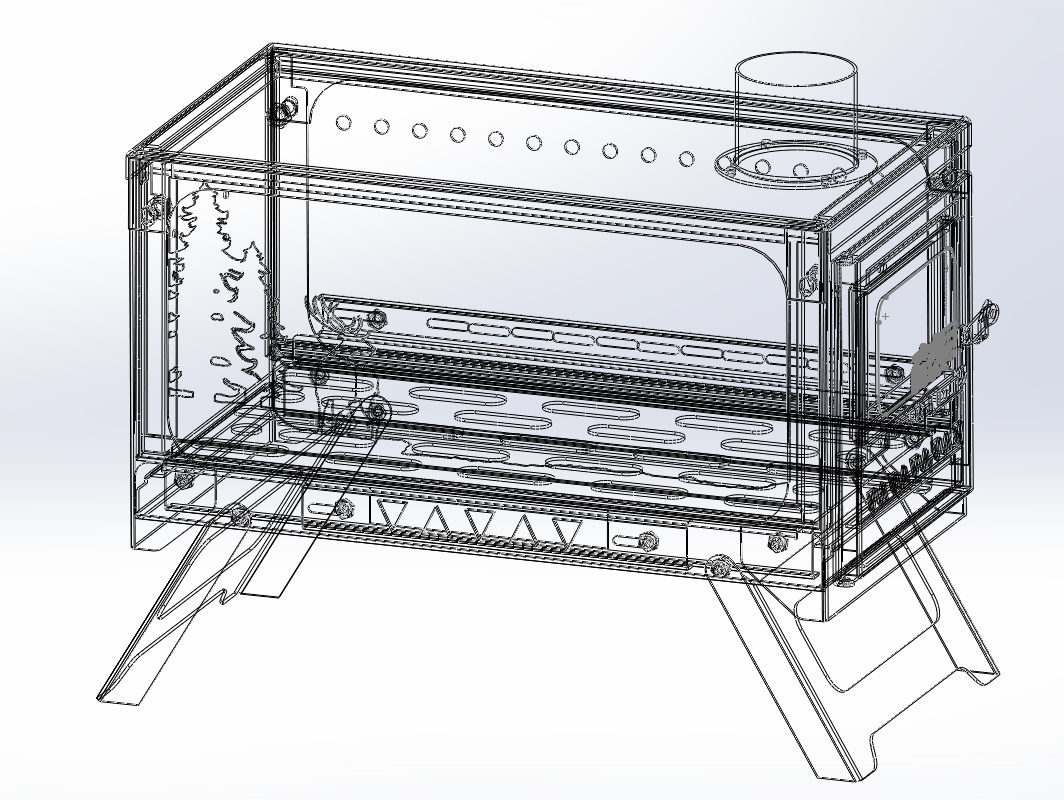 柴火炉户外露营柴火炉设计+CAD