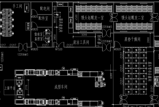 馒头生产车间平面布置图CAD