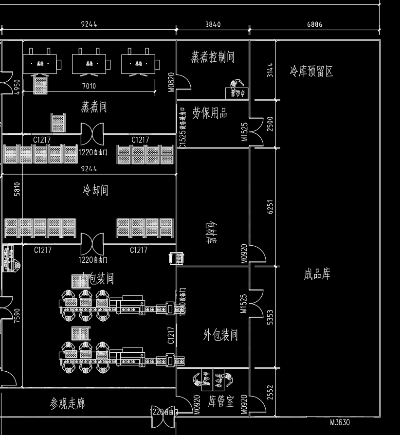 馒头生产车间平面布置图CAD