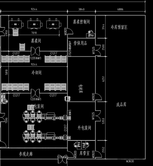馒头生产车间平面布置图CAD缩略图