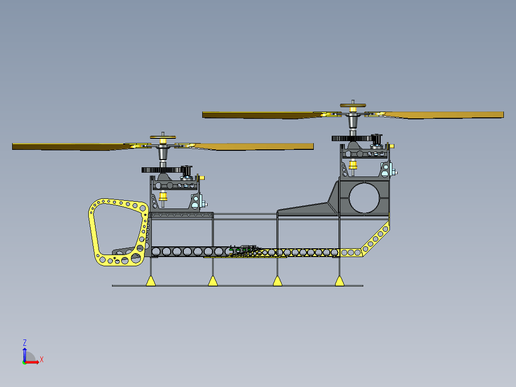 双旋翼旋式直升机玩具结构 Banana Tandem Heli