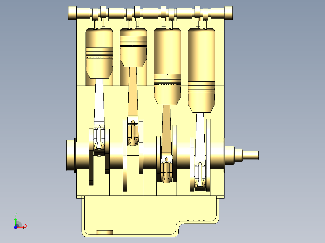 4缸内燃机内部结构展示模型