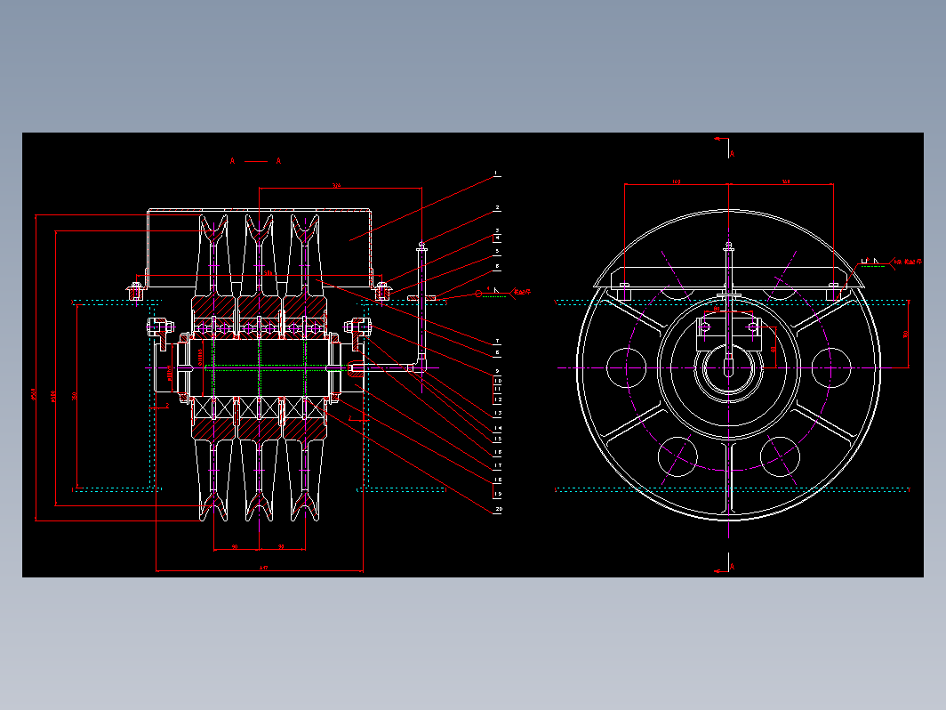 20t起重机用定滑轮CAD机械图纸