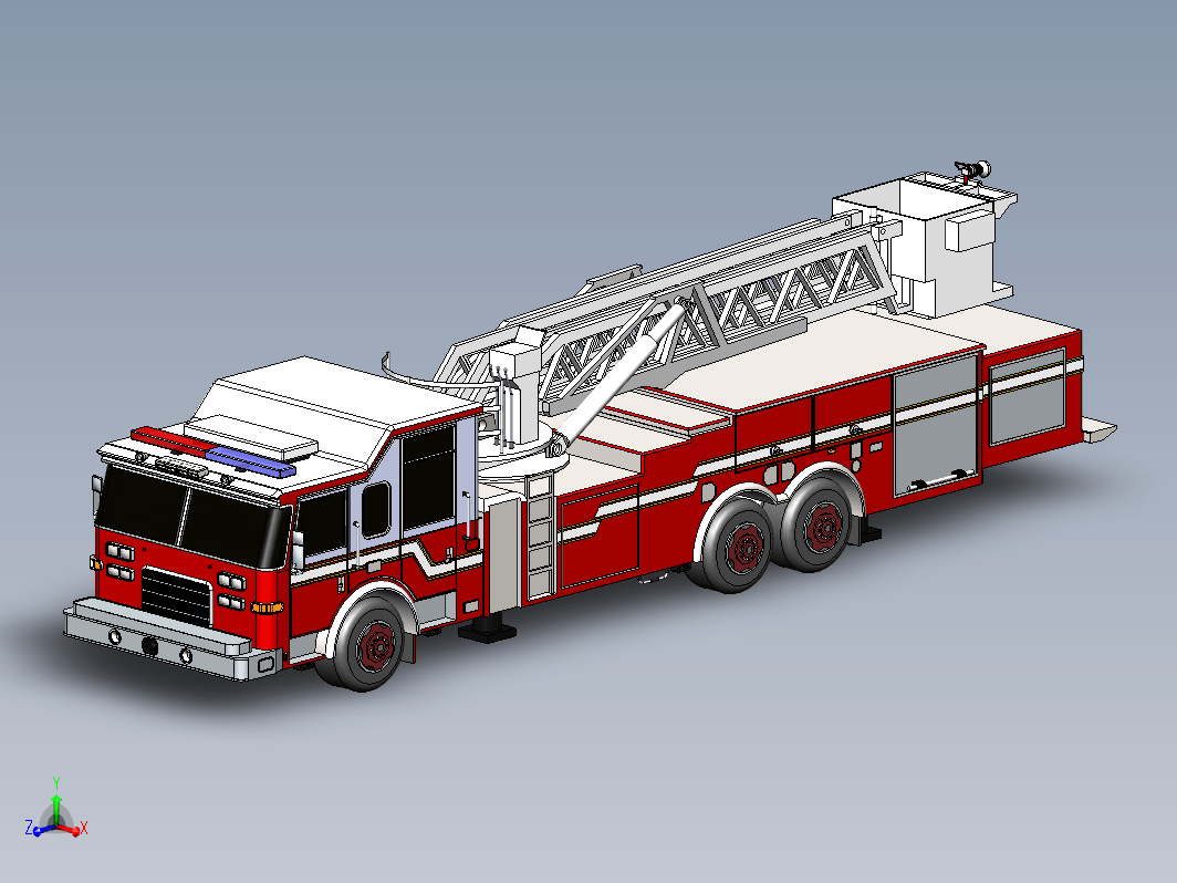 美国皮尔斯消防车 L11三维建模图纸 solidworks2012设计
