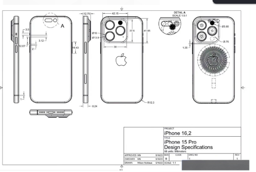 苹果 iphone 15 pro 的结构设计（网上蓝图）缩略图
